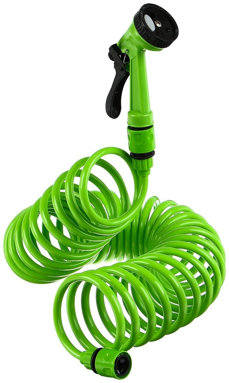 Шланг спиральный, L = 10 м, распылитель 5 режимов, коннектор 2 шт., штуцер d = 1/2