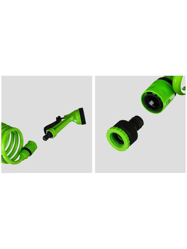 Шланг спиральный, L = 10 м, распылитель 5 режимов, коннектор 2 шт., штуцер d = 1/2