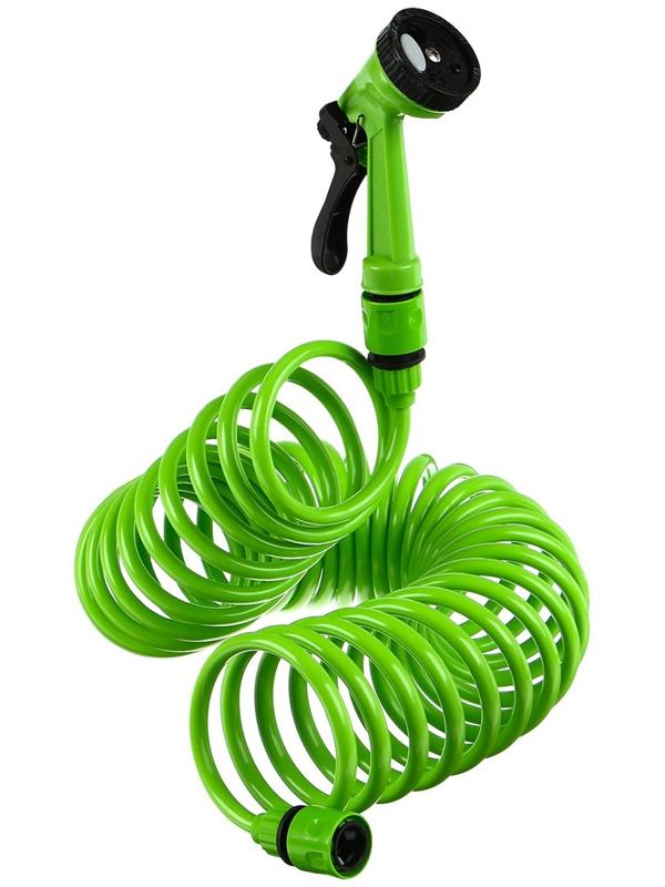 Шланг спиральный, L = 10 м, распылитель 5 режимов, коннектор 2 шт., штуцер d = 1/2