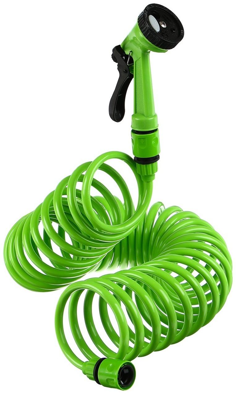 Шланг спиральный, L = 15 м, распылитель 5 режимов, коннектор 2 шт., штуцер d = 1/2