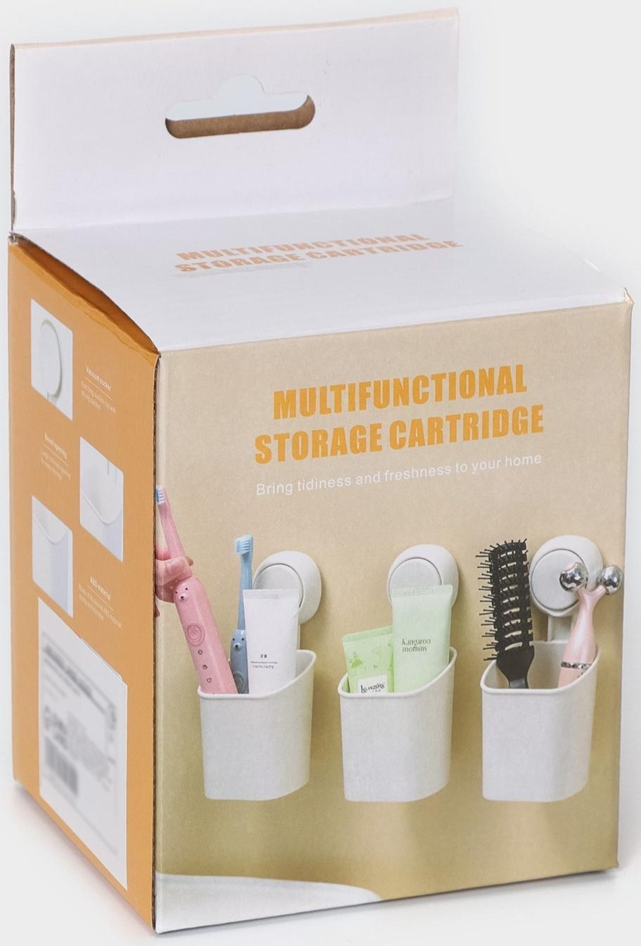 Держатель для зубных щёток на вакуумной присоске, 9×7,7×19 см, цвет белый