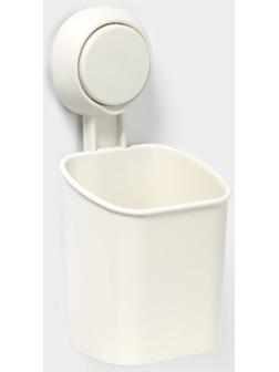 Держатель для зубных щёток на вакуумной присоске, 9×7,7×19 см, цвет белый