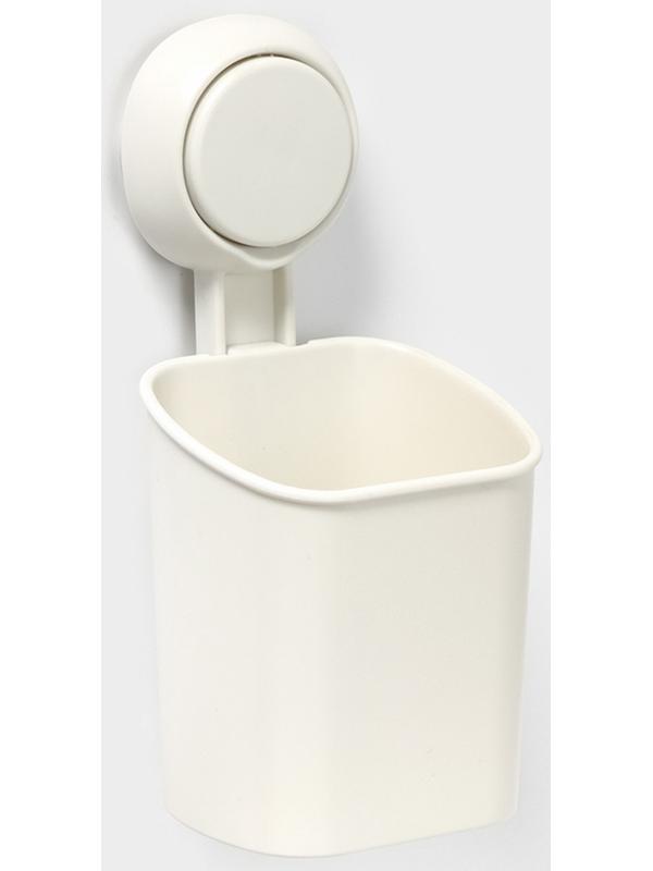 Держатель для зубных щёток на вакуумной присоске, 9×7,7×19 см, цвет белый