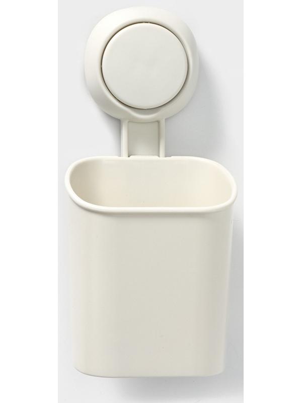 Держатель для зубных щёток на вакуумной присоске, 9×7,7×19 см, цвет белый