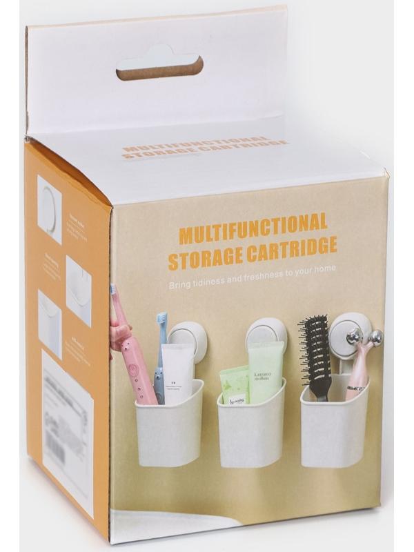 Держатель для зубных щёток на вакуумной присоске, 9×7,7×19 см, цвет белый