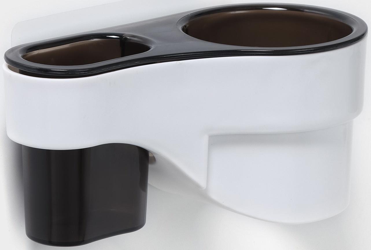 Держатель для фена и ванных принадлежностей в ванную на липучках, 18,7×10×9 см, цвет чёрно-белый