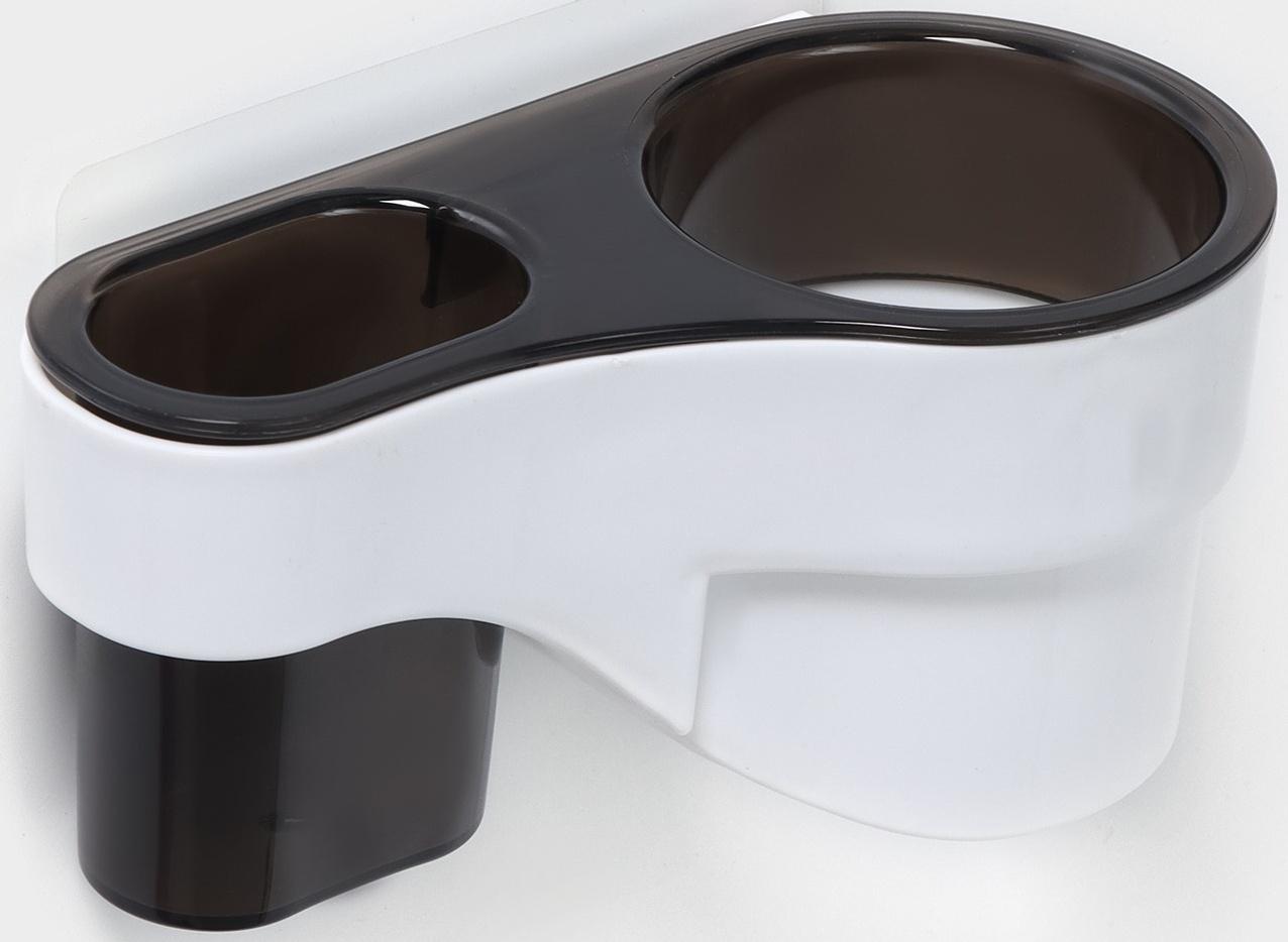 Держатель для фена и ванных принадлежностей в ванную на липучках, 18,7×10×9 см, цвет чёрно-белый