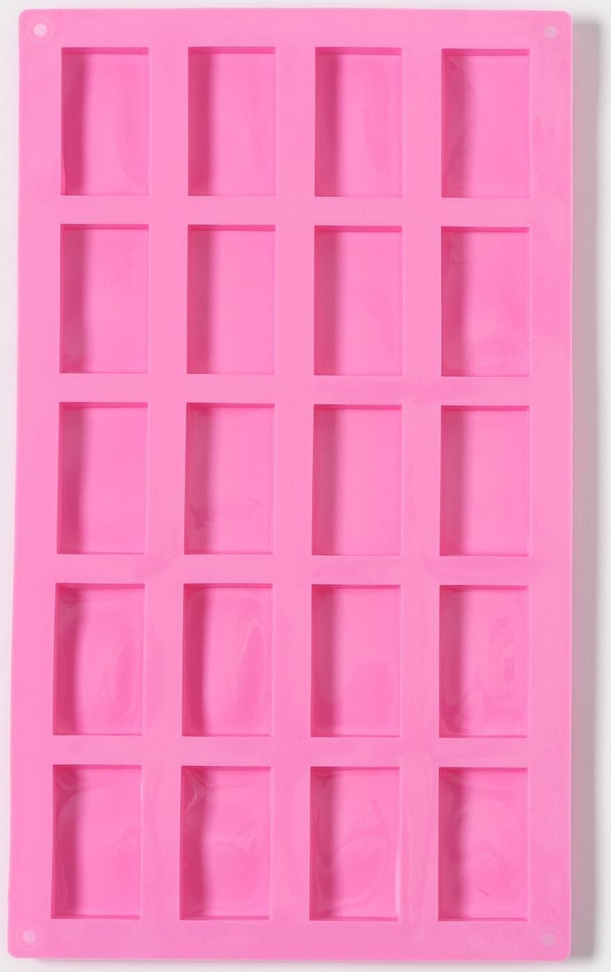 Форма силиконовая для шоколада Доляна «Слитки», 20 ячеек, 29×17×1 см (4,6×2,7 см), цвет розовый