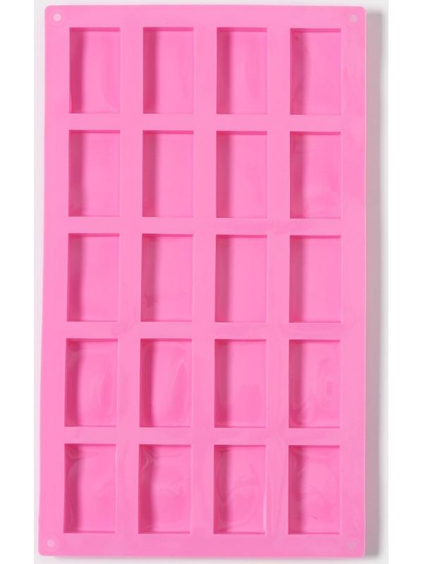 Форма силиконовая для шоколада Доляна «Слитки», 20 ячеек, 29×17×1 см (4,6×2,7 см), цвет розовый