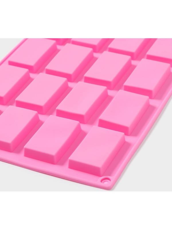 Форма силиконовая для шоколада Доляна «Слитки», 20 ячеек, 29×17×1 см (4,6×2,7 см), цвет розовый