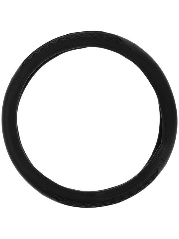 Оплетка на руль Nova Bright экокожа , черная, волнообразные вставки, M