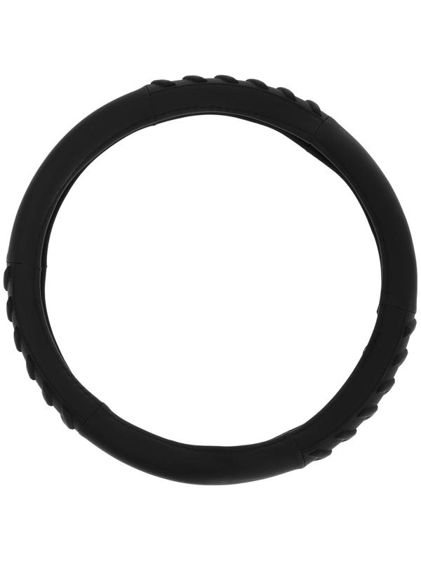 Оплетка на руль Nova Bright экокожа, черная, фигурные резиновые вставки, M