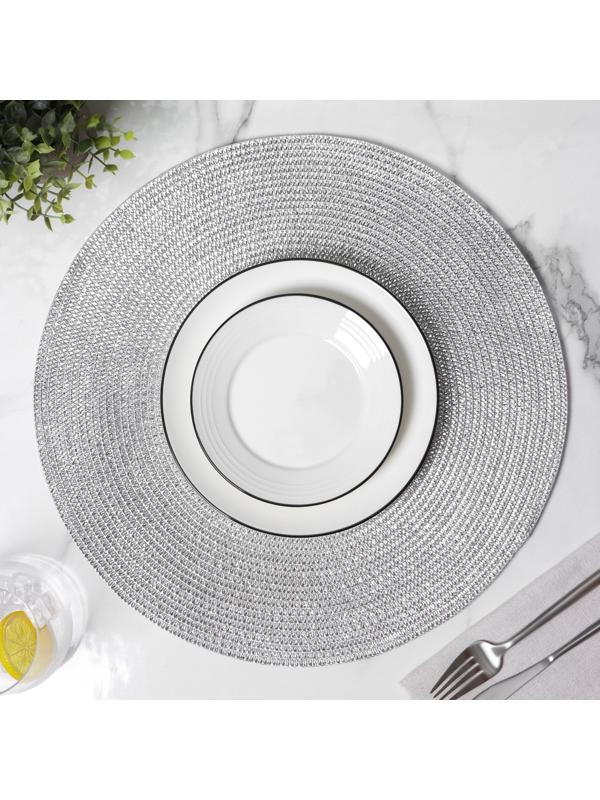 Салфетка сервировочная на стол Magistro «Глори», d=38 см, цвет серебро