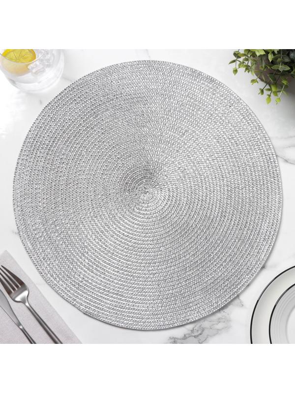 Салфетка сервировочная на стол Magistro «Глори», d=38 см, цвет серебро