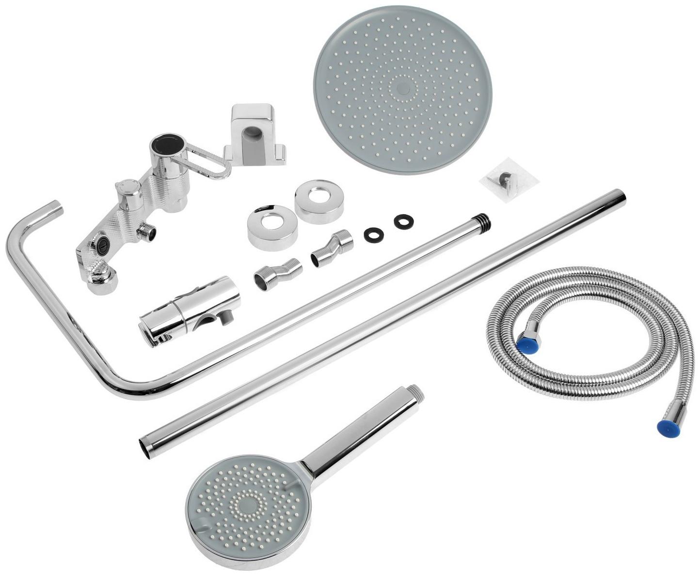 Душевая система ZEIN Z3892, излив в корпусе, лейка верхняя d=23 см, ручная 11.5 см, хром