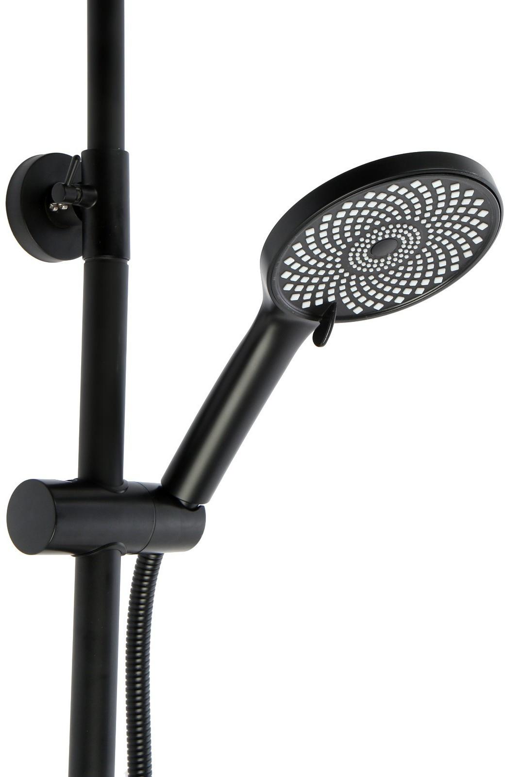 Душевая система ZEIN Z3895, с термостатом, лейка верхняя d=23 см, ручная 12.5 см, черная