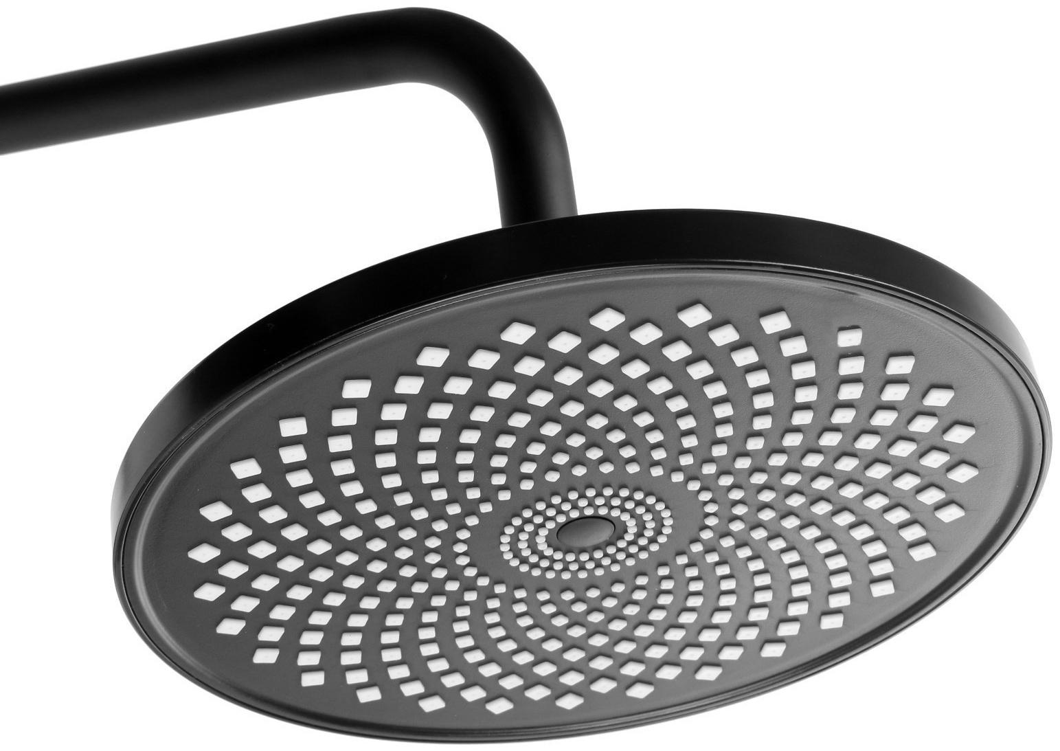 Душевая система ZEIN Z3895, с термостатом, лейка верхняя d=23 см, ручная 12.5 см, черная