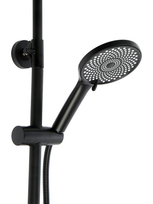 Душевая система ZEIN Z3895, с термостатом, лейка верхняя d=23 см, ручная 12.5 см, черная