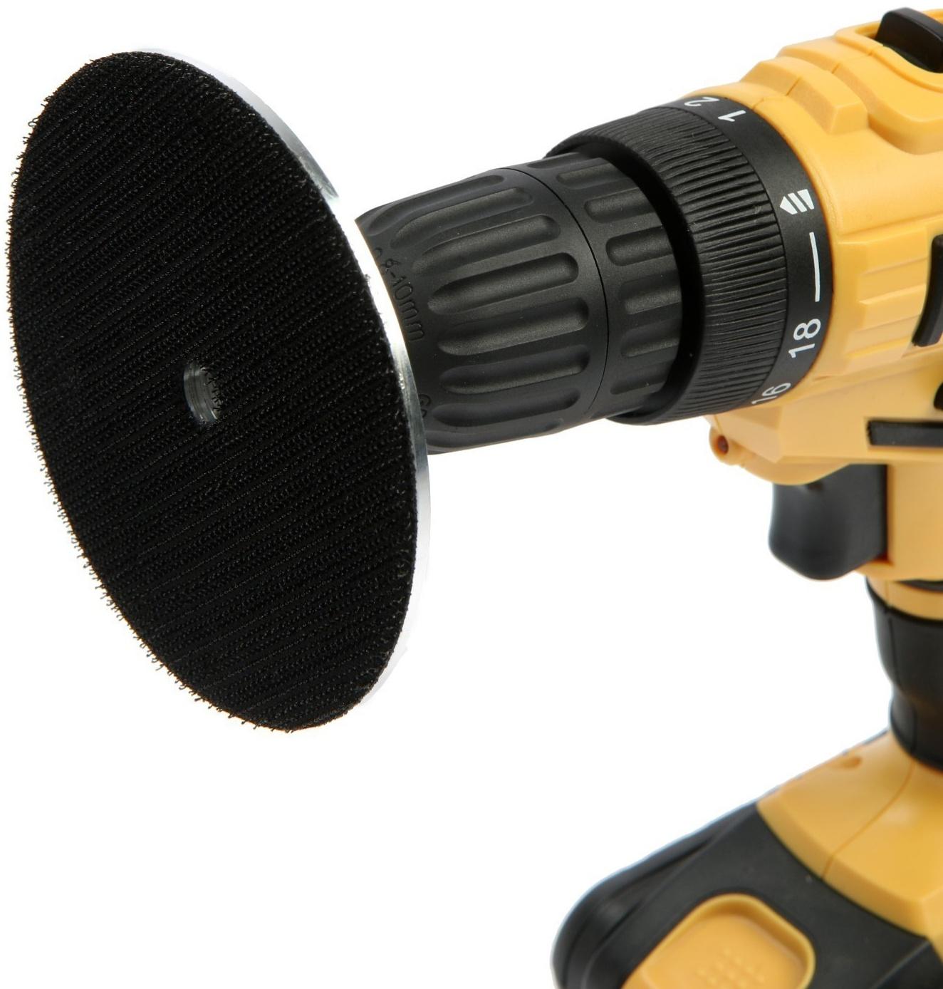 Насадка с липучкой для дрели и УШМ ТУНДРА, тонкий алюминиевый диск, М14, с адаптером, 100 мм   97182