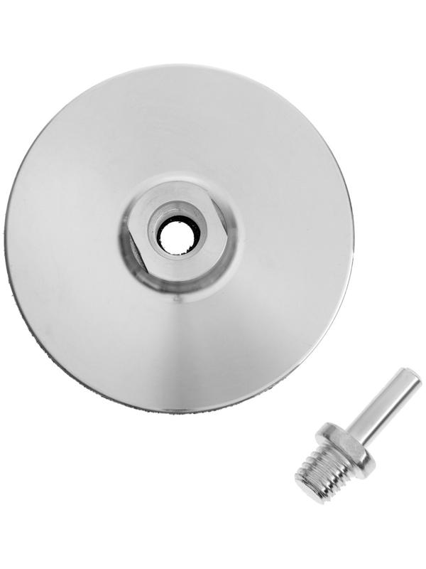 Насадка с липучкой для дрели и УШМ ТУНДРА, тонкий алюминиевый диск, М14, с адаптером, 100 мм   97182