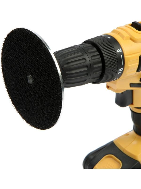 Насадка с липучкой для дрели и УШМ ТУНДРА, тонкий алюминиевый диск, М14, с адаптером, 100 мм   97182