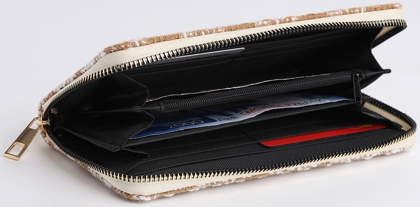 Кошелёк на молнии, цвет бежевый