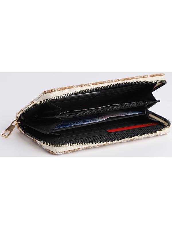 Кошелёк на молнии, цвет бежевый