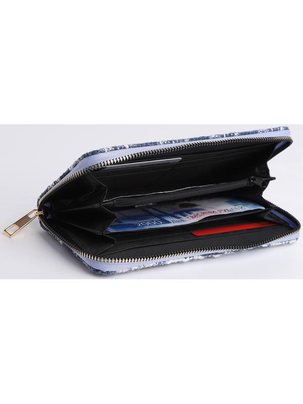 Кошелёк на молнии, цвет голубой