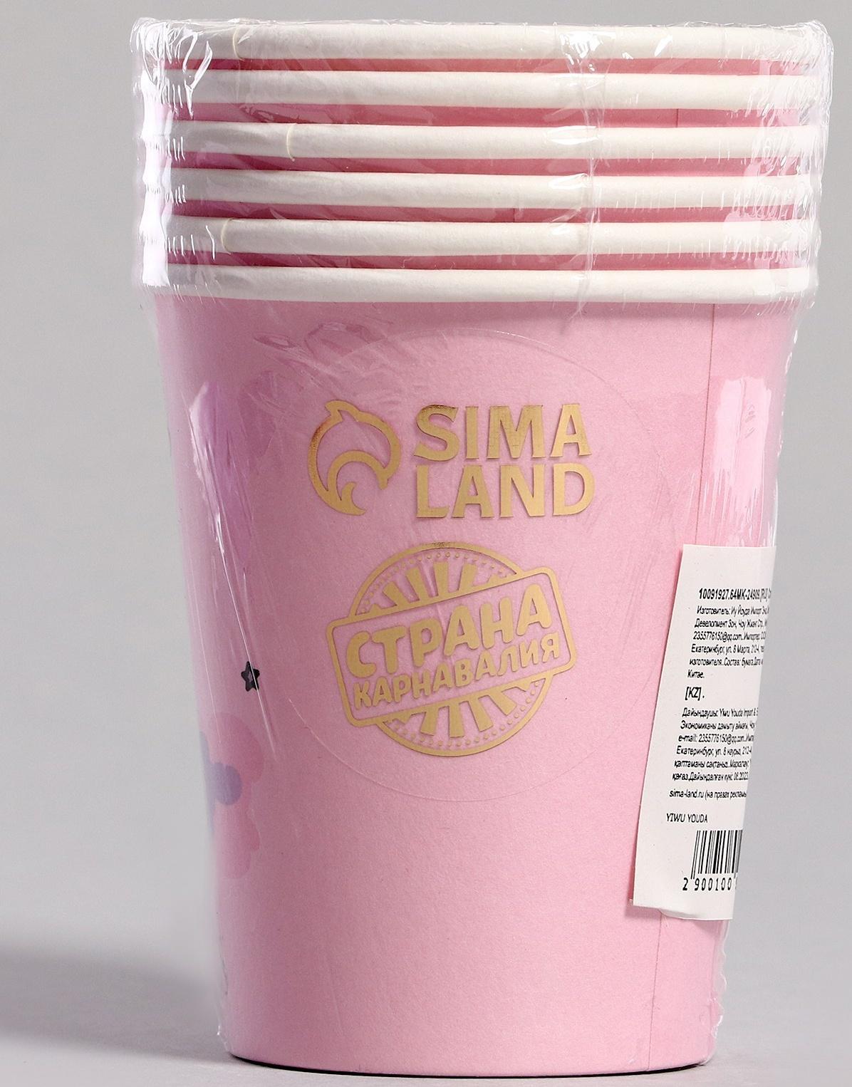 Стаканы бумажные «С днём рождения» с принцессой, 6 шт