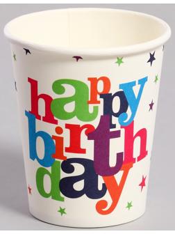 Стаканы бумажные «С днём рождения» со звёздочками, 6 шт