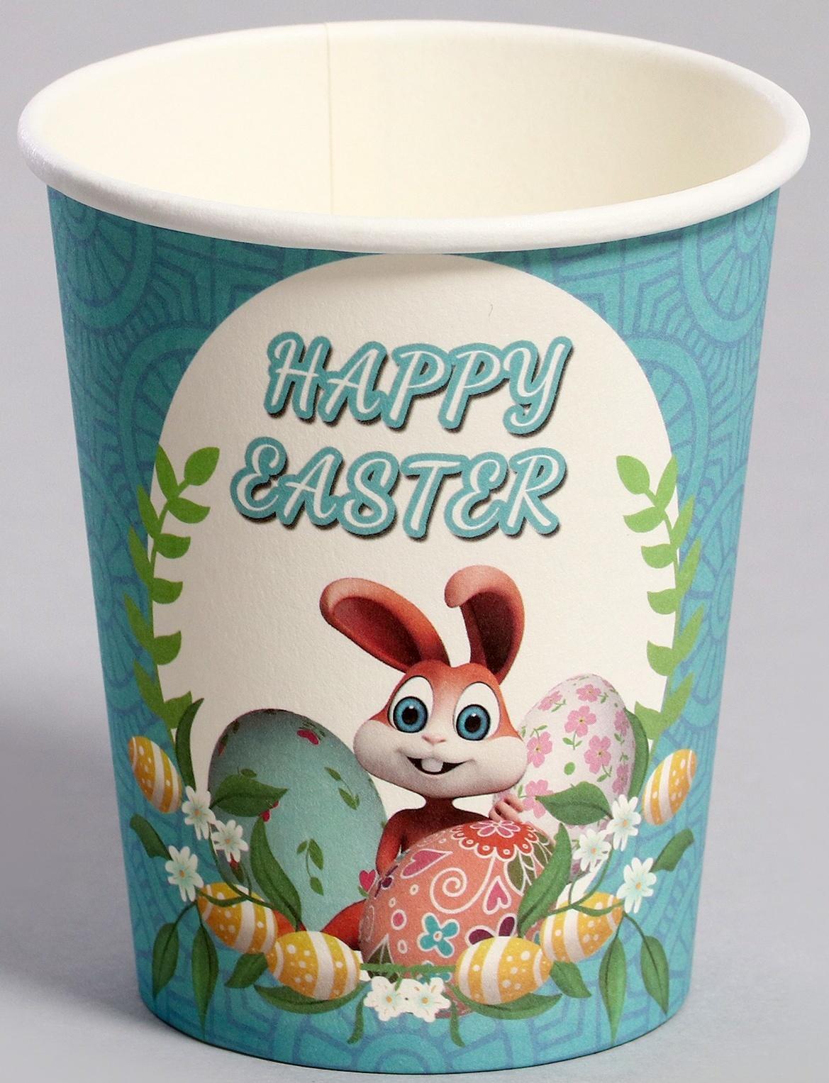 Стаканы бумажные «Светлой Пасхи» с зайкой, 6 шт