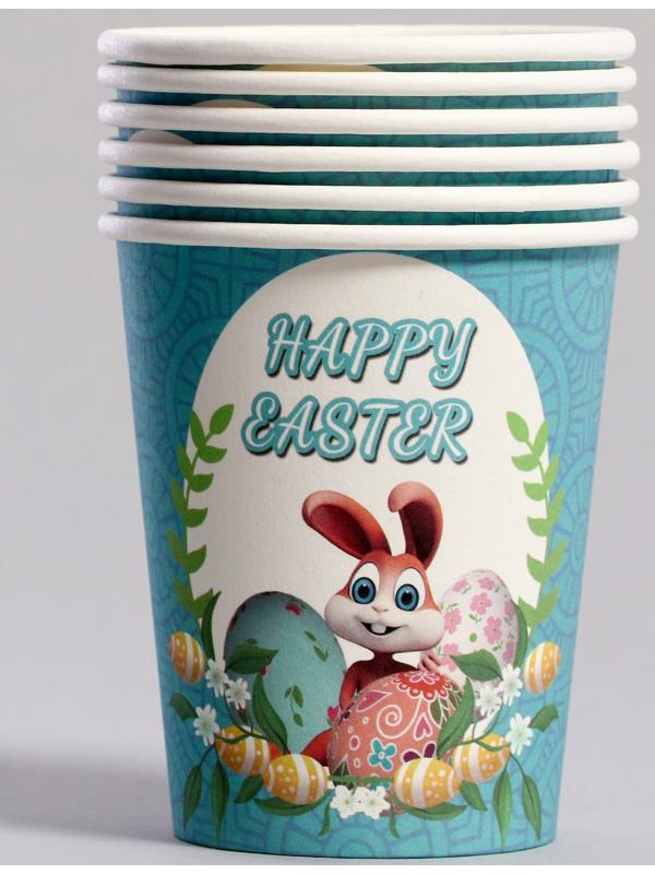 Стаканы бумажные «Светлой Пасхи» с зайкой, 6 шт