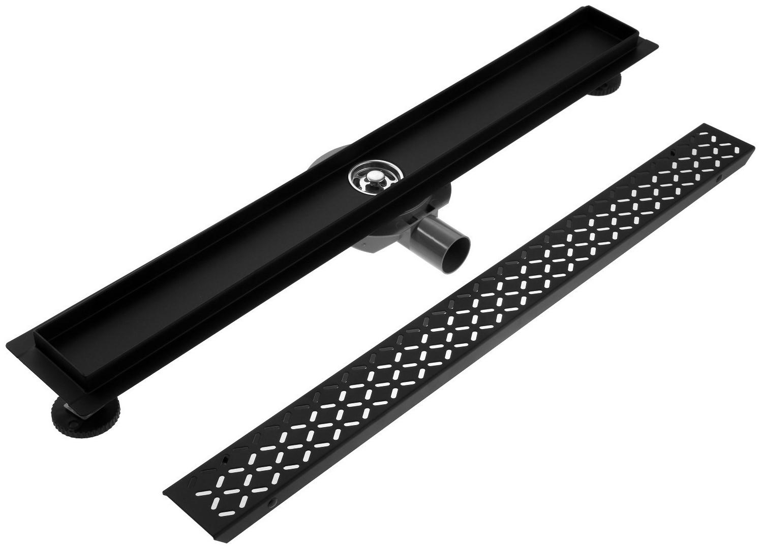 Трап ZEIN, c флaнцeм свободного вращения 360°, 7х70 см, d=40/50 мм, нерж. сталь, черный