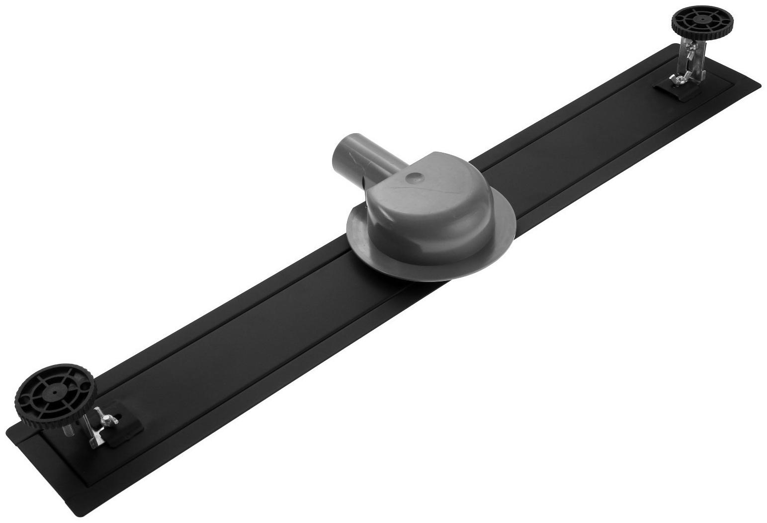 Трап ZEIN, c флaнцeм свободного вращения 360°, 7х70 см, d=40/50 мм, нерж. сталь, черный