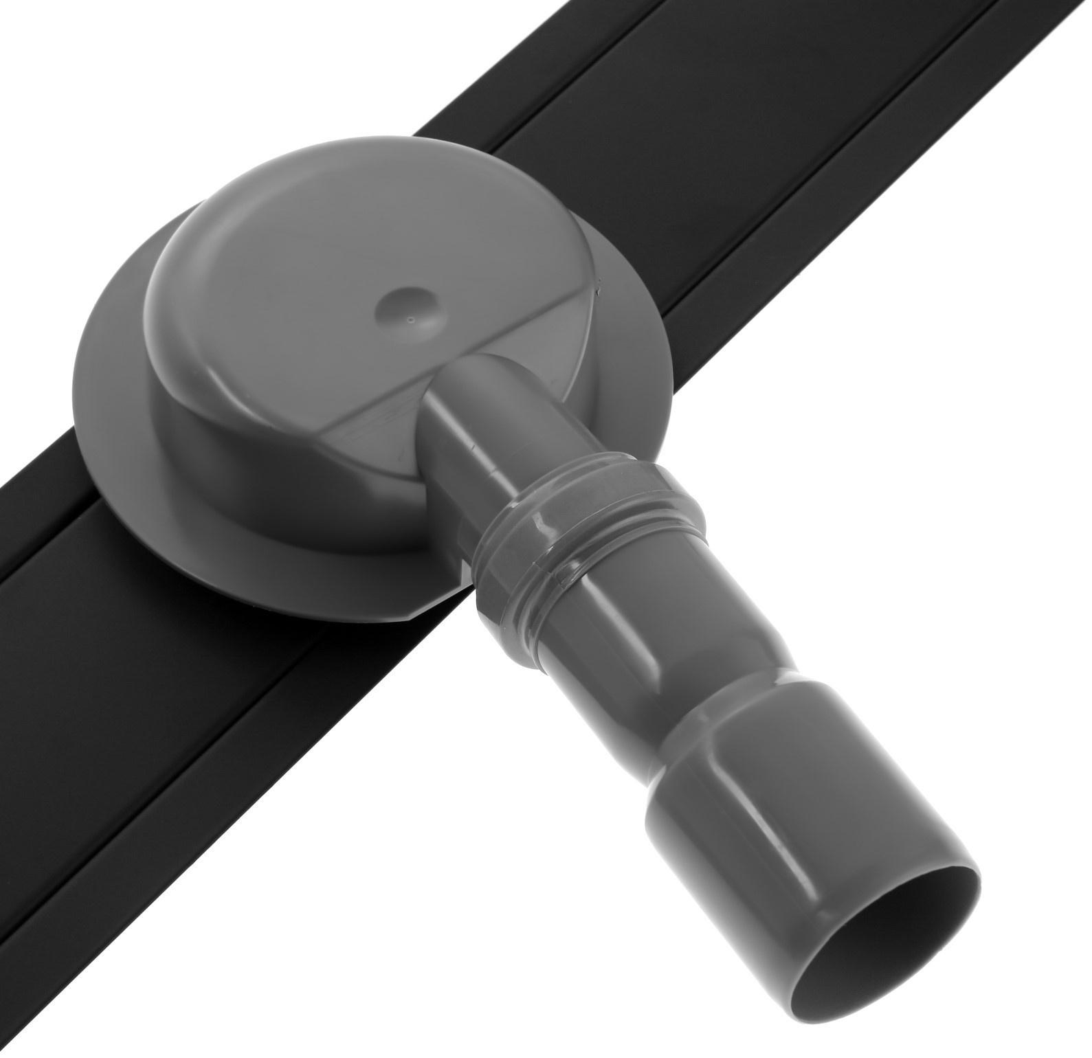 Трап ZEIN, c флaнцeм свободного вращения 360°, 7х70 см, d=40/50 мм, нерж. сталь, черный