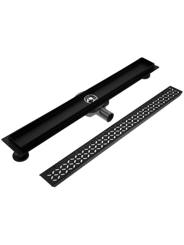 Трап ZEIN, c флaнцeм свободного вращения 360°, 7х70 см, d=40/50 мм, нерж. сталь, черный