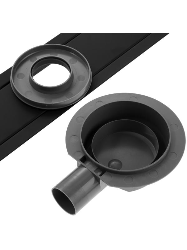 Трап ZEIN, c флaнцeм свободного вращения 360°, 7х70 см, d=40/50 мм, нерж. сталь, черный