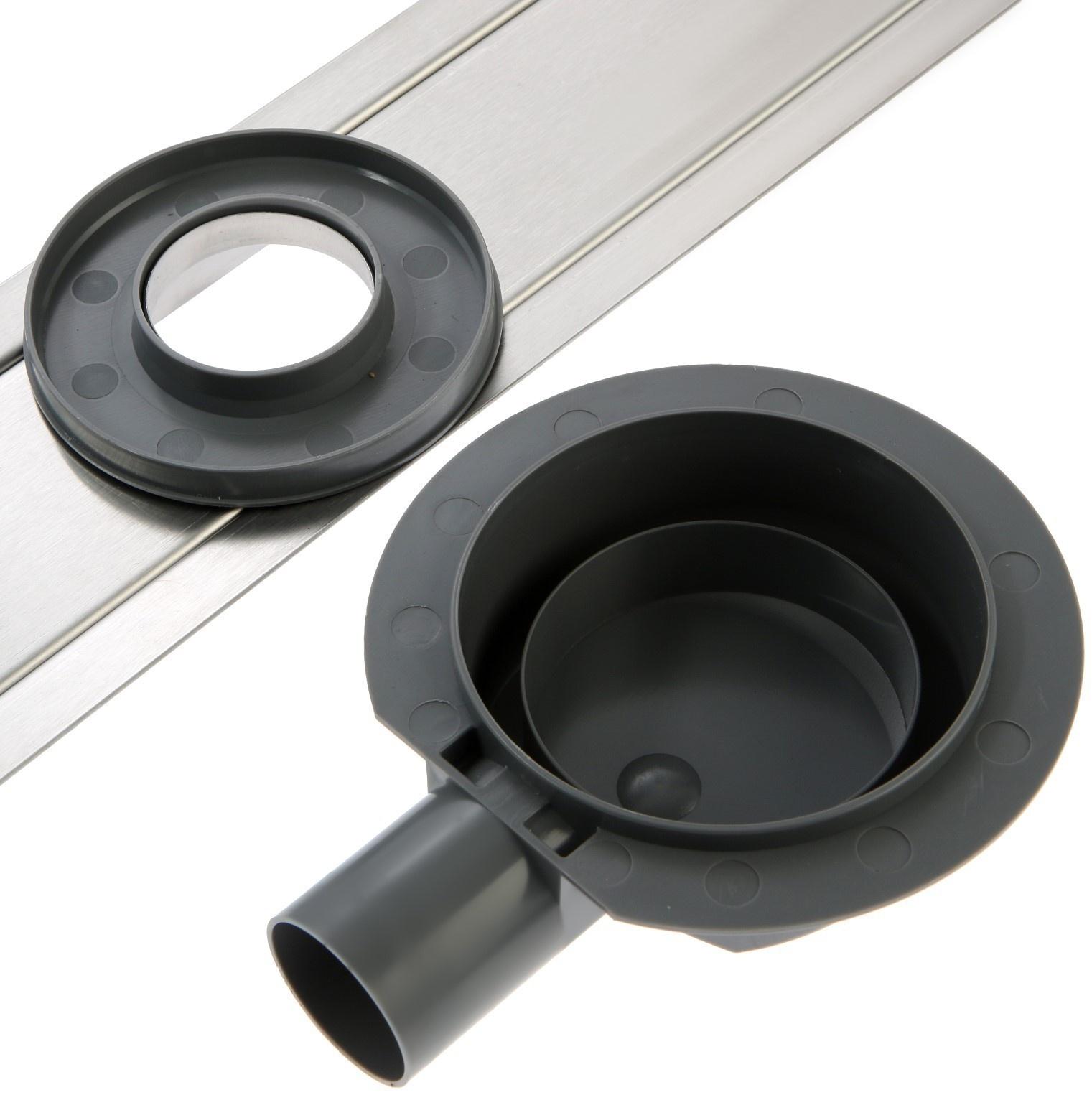 Трап ZEIN, c флaнцeм свободного вращения 360°, 7х80 см, d=40/50 мм, нерж. сталь, сатин