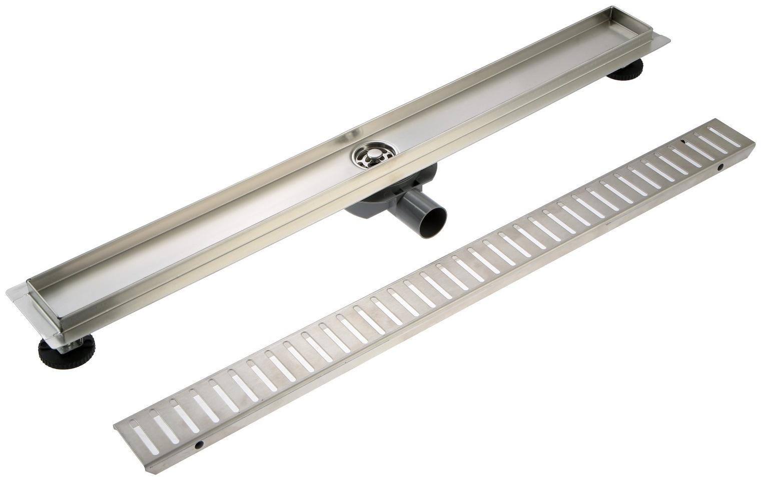 Трап ZEIN, c флaнцeм свободного вращения 360°, 7х80 см, d=40/50 мм, нерж. сталь, сатин