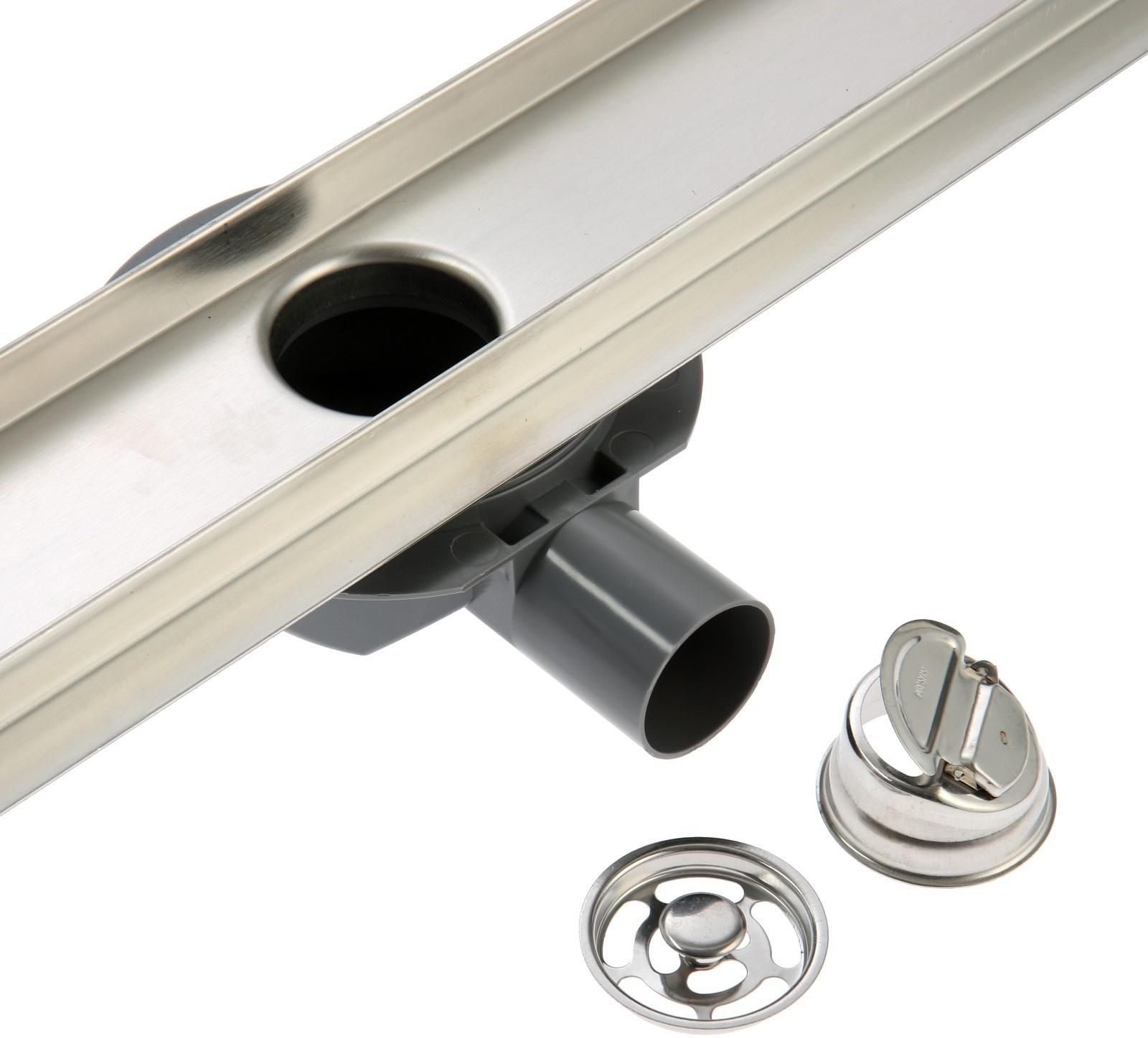 Трап ZEIN, c флaнцeм свободного вращения 360°, 7х80 см, d=40/50 мм, нерж. сталь, сатин