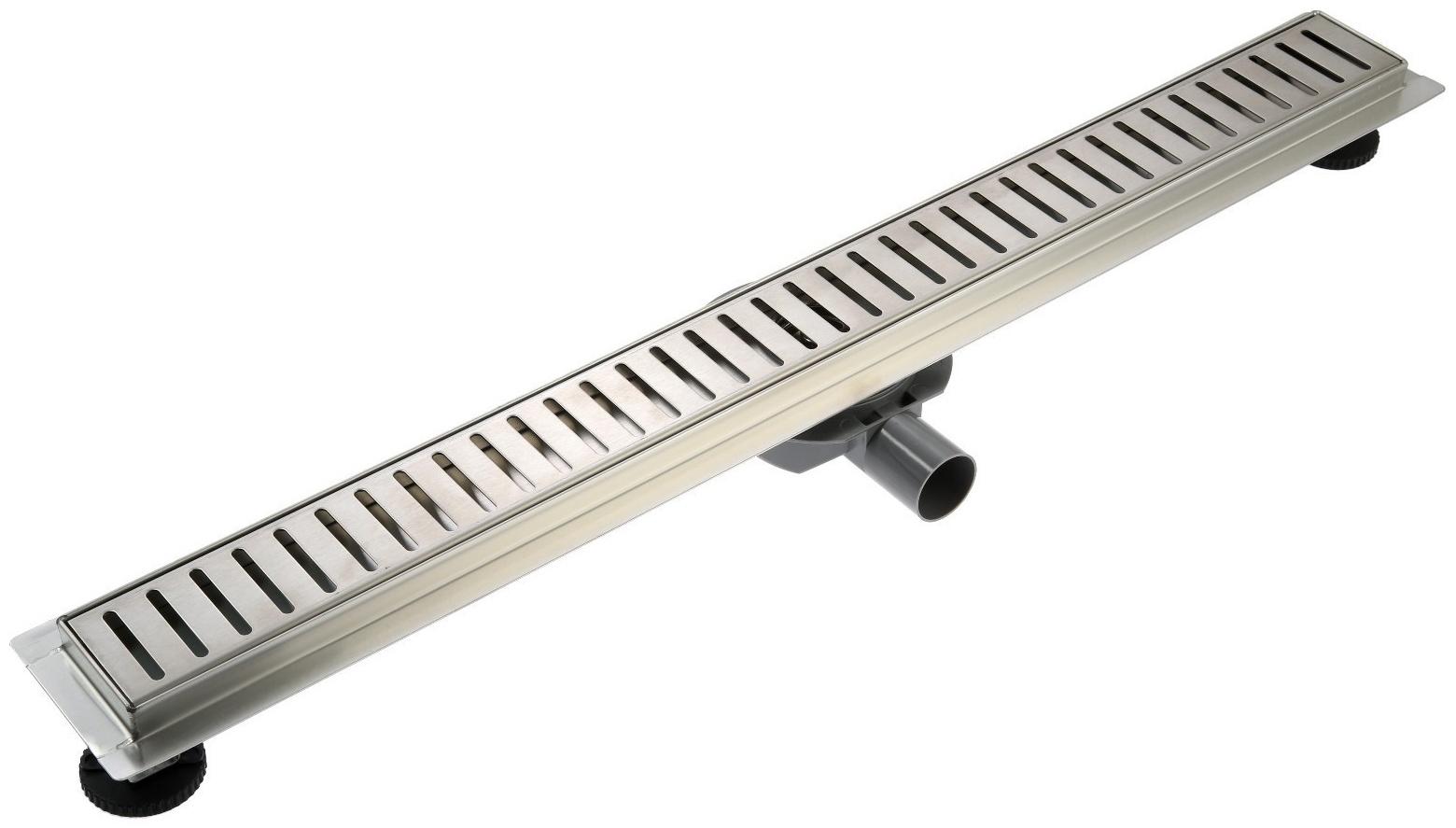 Трап ZEIN, c флaнцeм свободного вращения 360°, 7х80 см, d=40/50 мм, нерж. сталь, сатин