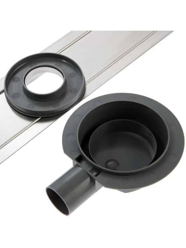 Трап ZEIN, c флaнцeм свободного вращения 360°, 7х80 см, d=40/50 мм, нерж. сталь, сатин