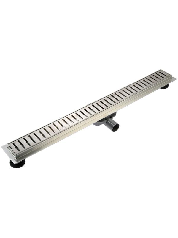 Трап ZEIN, c флaнцeм свободного вращения 360°, 7х80 см, d=40/50 мм, нерж. сталь, сатин