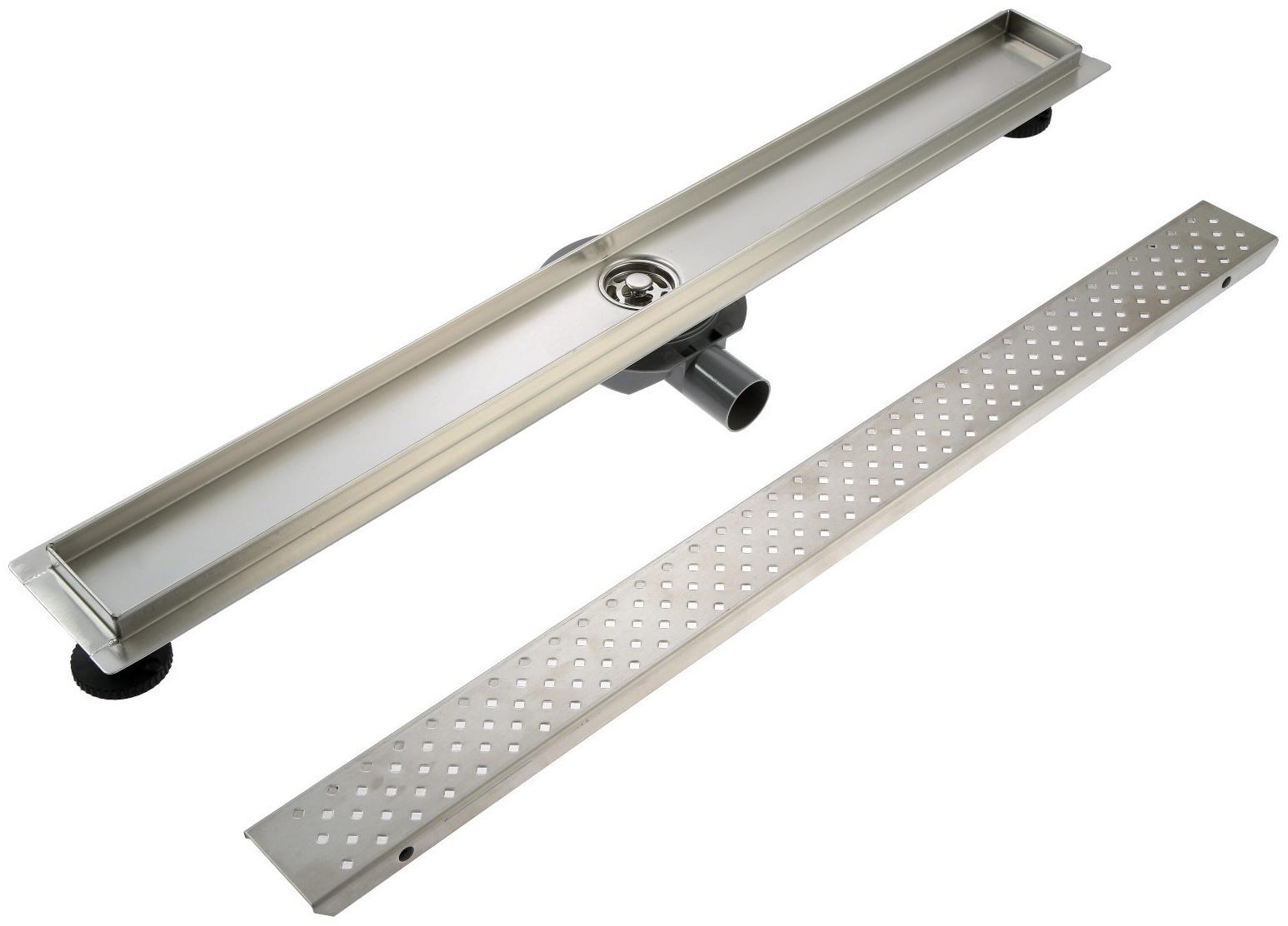 Трап ZEIN, c флaнцeм свободного вращения 360°, 7х80 см, d=40/50 мм, нерж. сталь, сатин