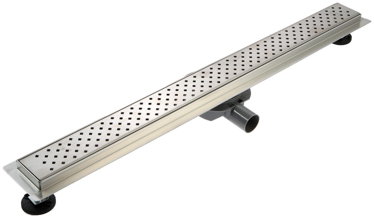 Трап ZEIN, c флaнцeм свободного вращения 360°, 7х80 см, d=40/50 мм, нерж. сталь, сатин