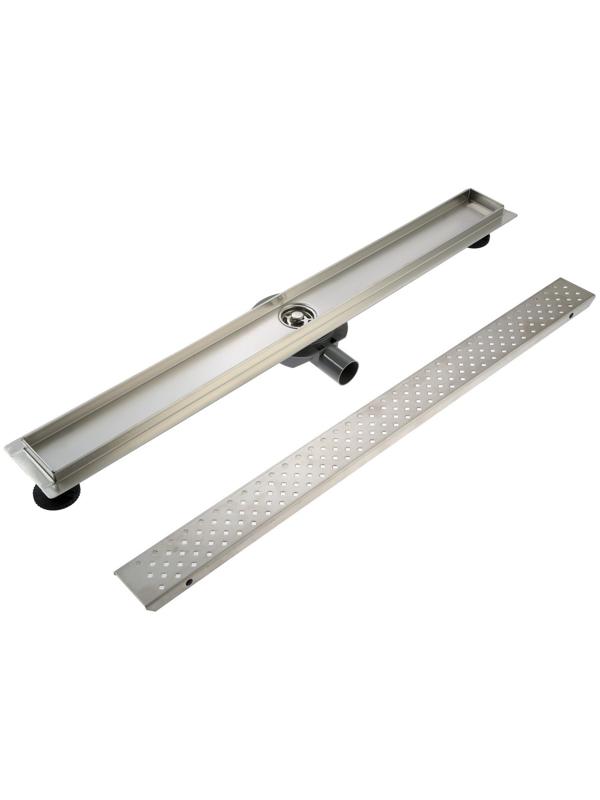 Трап ZEIN, c флaнцeм свободного вращения 360°, 7х80 см, d=40/50 мм, нерж. сталь, сатин