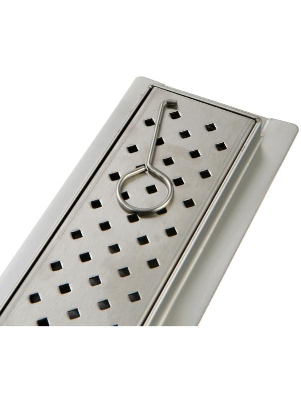 Трап ZEIN, c флaнцeм свободного вращения 360°, 7х80 см, d=40/50 мм, нерж. сталь, сатин