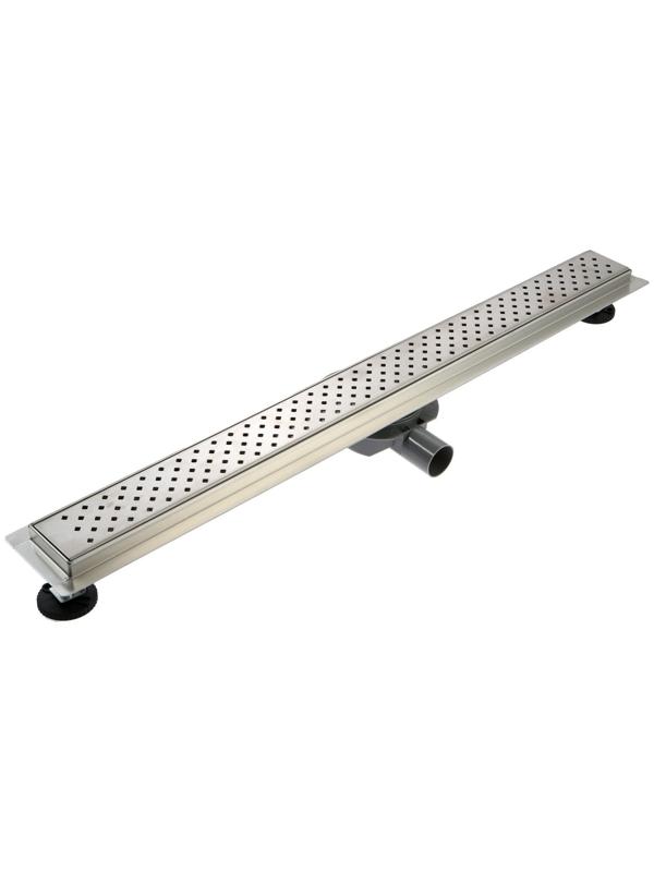 Трап ZEIN, c флaнцeм свободного вращения 360°, 7х80 см, d=40/50 мм, нерж. сталь, сатин