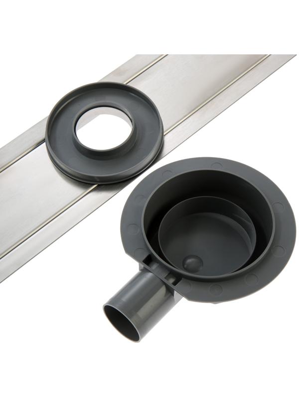 Трап ZEIN, c флaнцeм свободного вращения 360°, 7х80 см, d=40/50 мм, нерж. сталь, сатин