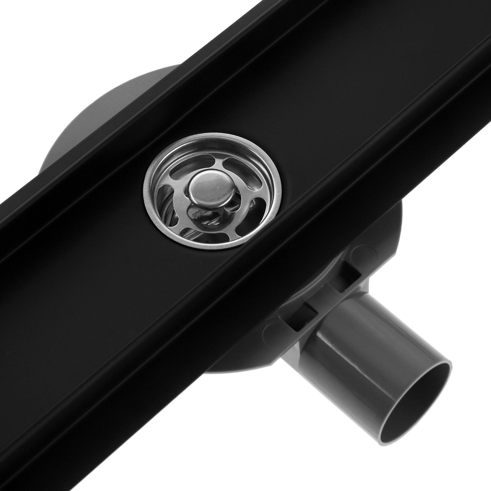 Трап ZEIN, c флaнцeм свободного вращения 360°, 7х80 см, d=40/50 мм, нерж. сталь, черный